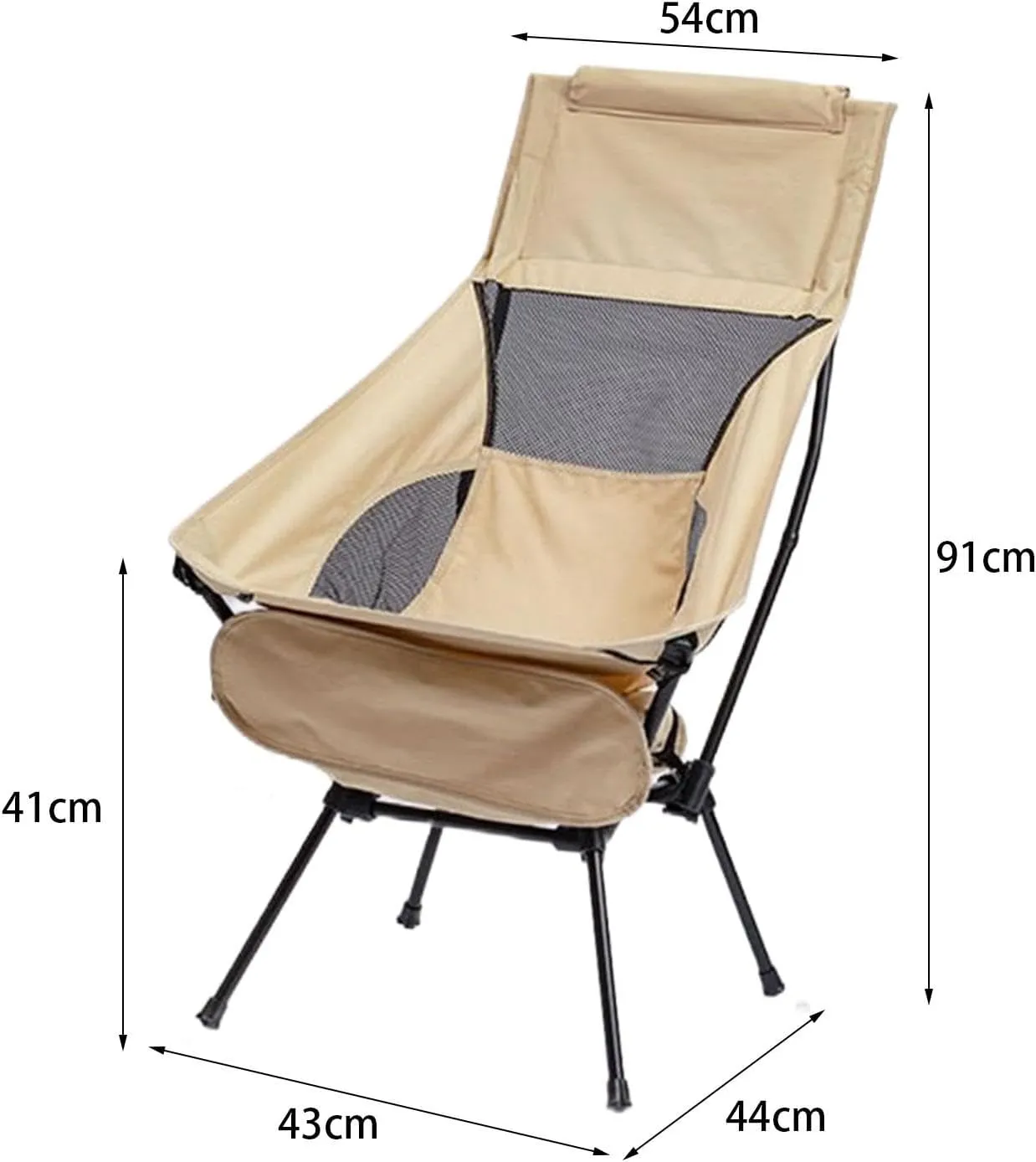 Folding Camping Chair Swing Chair Mesh Back Compact Telescopic Seat Portable Moon Chair for Backpacking Fishing Cycling