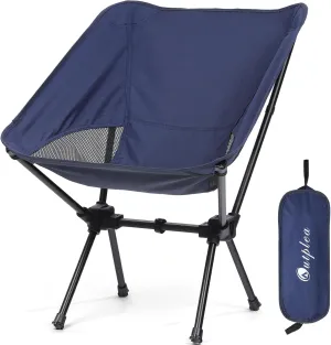 Folding Camping Chairs Men Women, High Back Beach Camping Chairs for Adults, Lightweight Backpacking Travel Chair for Hiking Outside Picnic, Blue