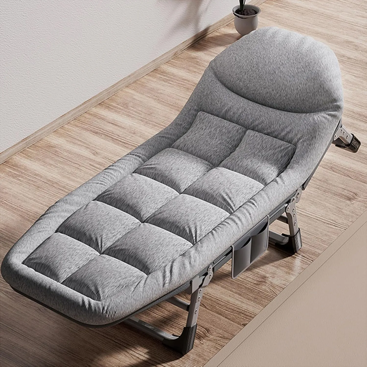 Folding Camping Cot, 4Position Folding Chaise Lounge Chairs Outdoor, Camp Bed for Outdoor, Home, Office, Supports 330 Lbs, for Office/Home Nap/Outdoor Travel, 195x63cm, Dark Gray