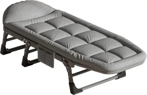 Folding Camping Cot, 4Position Folding Chaise Lounge Chairs Outdoor, Camp Bed for Outdoor, Home, Office, Supports 330 Lbs, for Office/Home Nap/Outdoor Travel, 195x63cm, Dark Gray