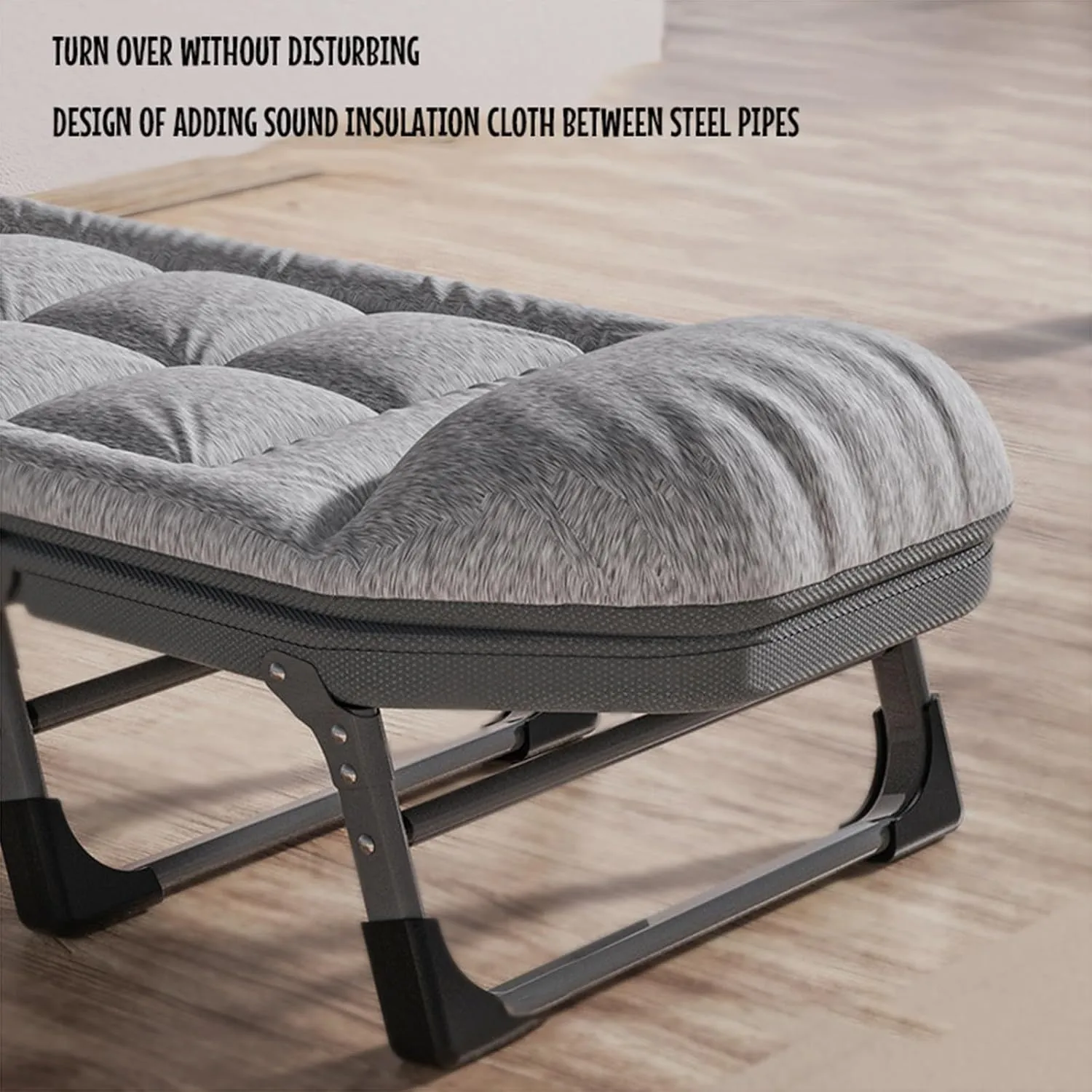 Folding Camping Cot, 4Position Folding Chaise Lounge Chairs Outdoor, Camp Bed for Outdoor, Home, Office, Supports 330 Lbs, for Office/Home Nap/Outdoor Travel, 195x63cm, Dark Gray