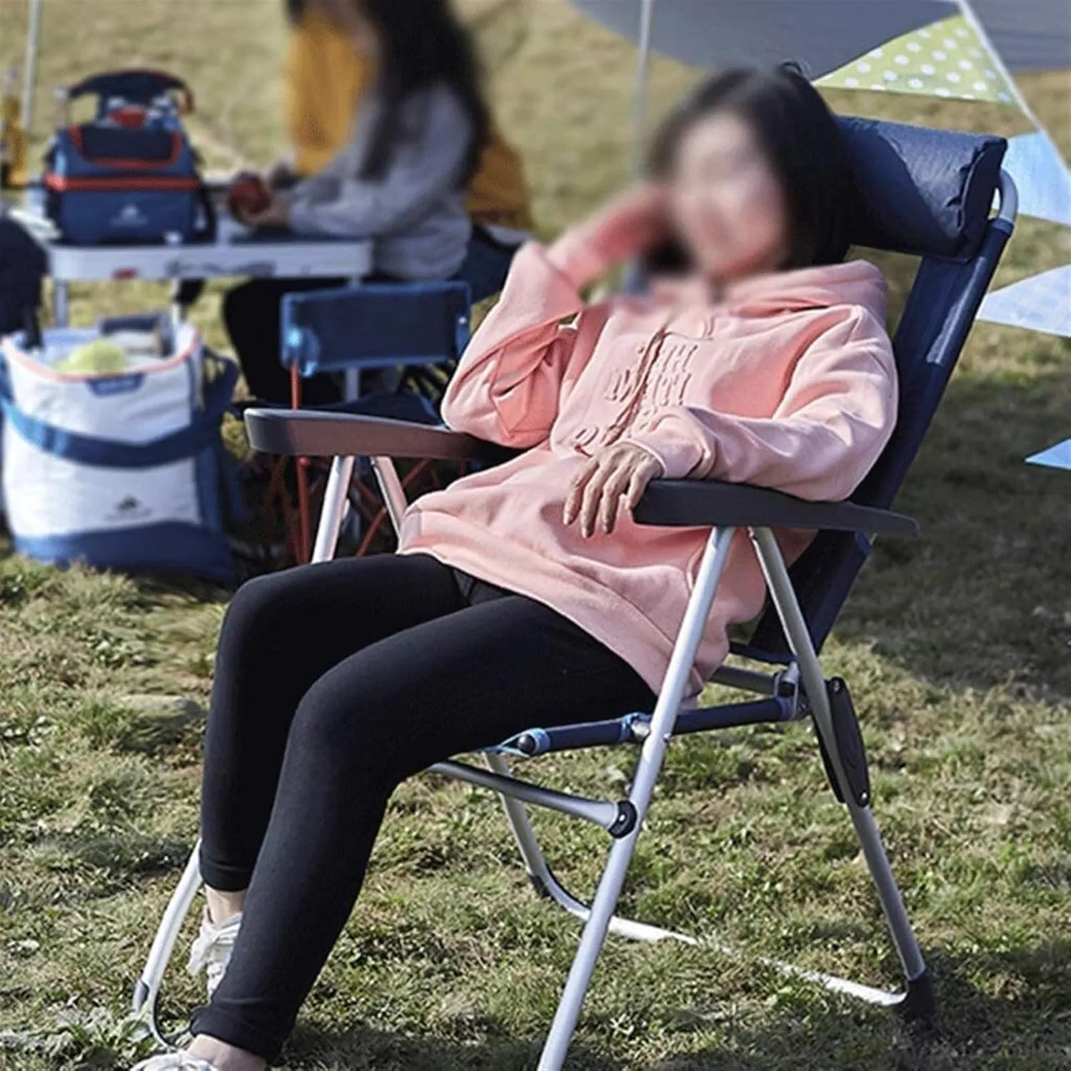 Folding Camping Folding Chair Camping Chair Portable Comfortable Armchair Recliner Lazy Chair Breathable Chairs Foldable(B)