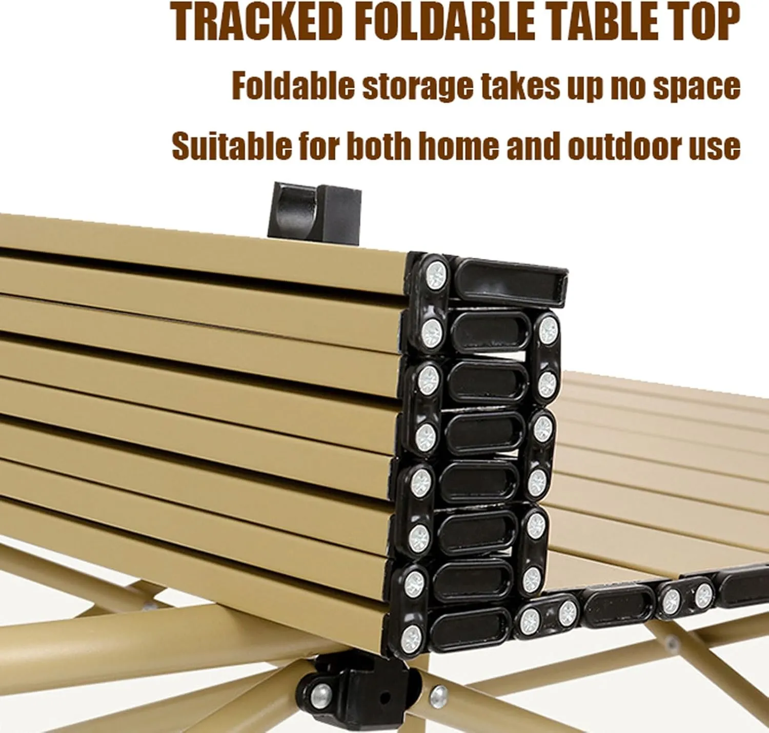 Folding Camping Table with Seats, Portable Aluminum Picnic and Chairs Carrying Storage Bag, Compact Patio for Indoor Outdoor, Brown