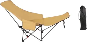 Folding Chaise Lounge Chair Lounger Stable with Carry Bag Recliner Reclining Chair for Patio Camping Beach Sports Backpacking, Khaki