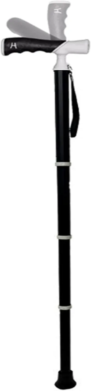 Folding Crutches 4-Section Retractable Hiking Poles Mountain Climbing Equipment Lightweight Trekking Poles 90° Swivel Handle