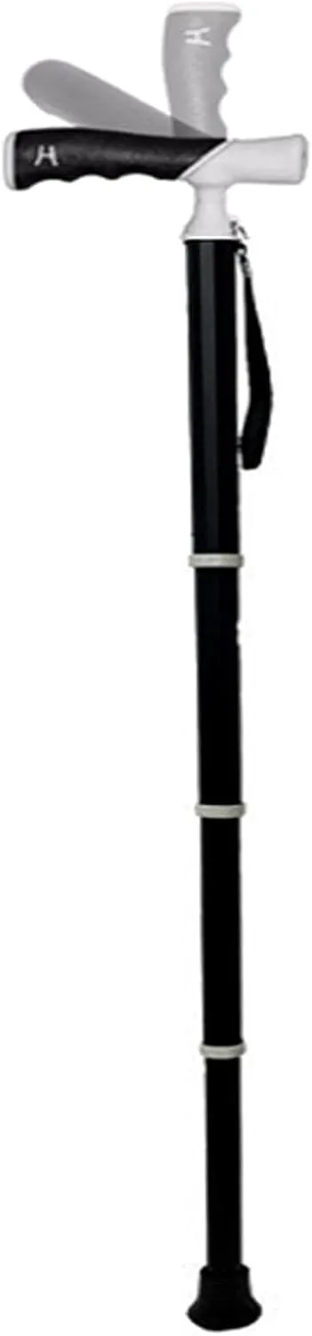 Folding Crutches 4-Section Retractable Hiking Poles Mountain Climbing Equipment Lightweight Trekking Poles 90° Swivel Handle