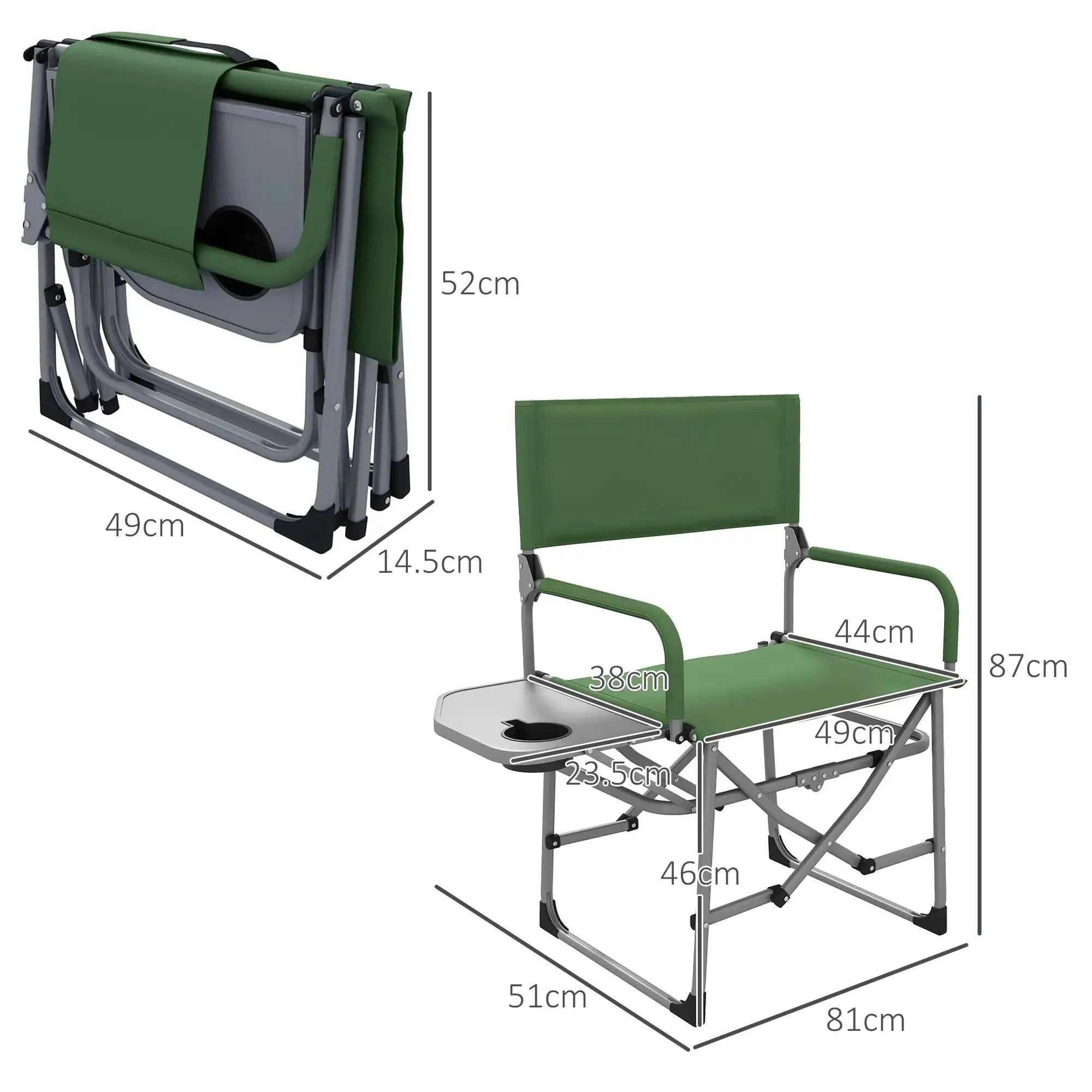 Folding Outsunny With Camping Table Side Timely shipping Directors - Green Chair, No customs hassle