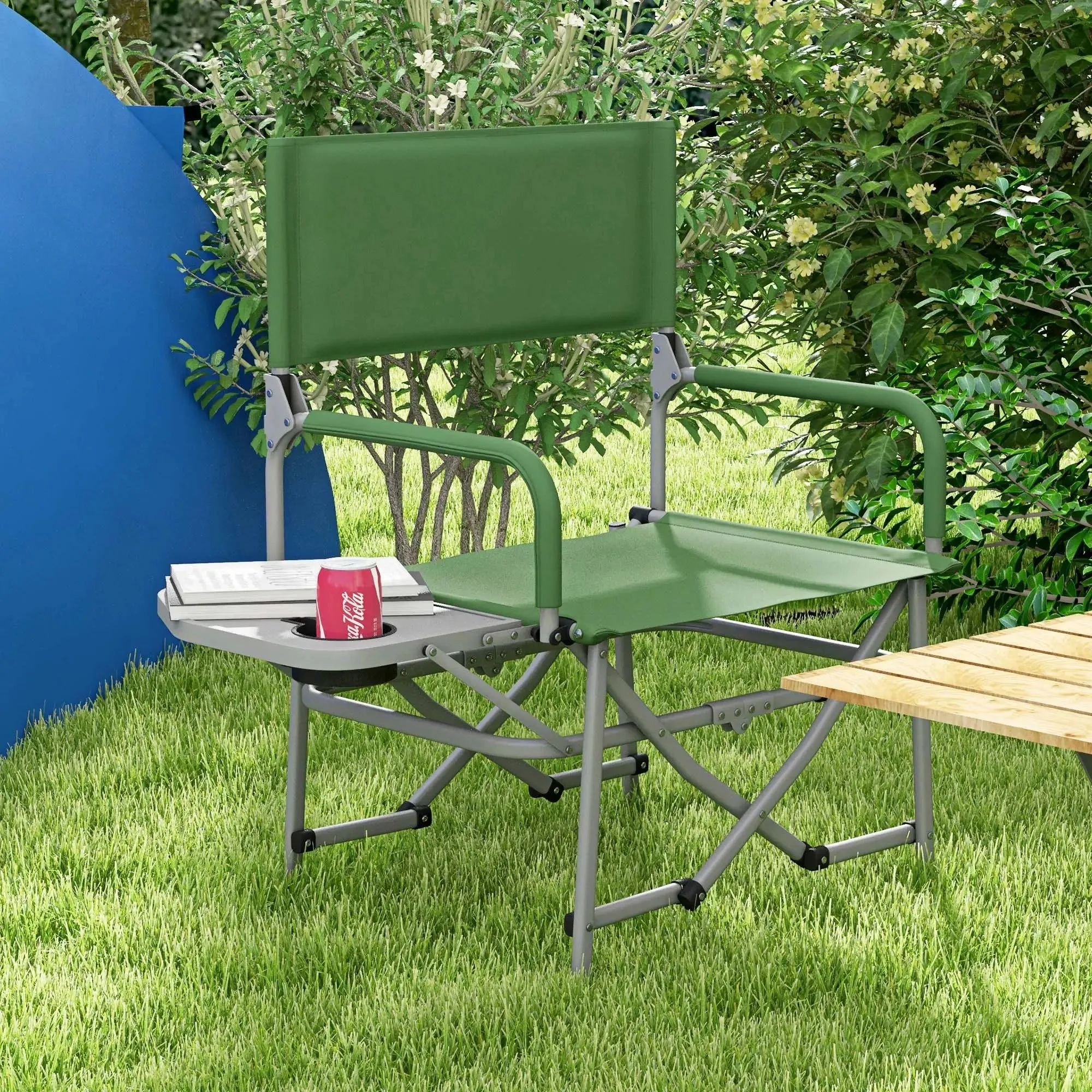Folding Outsunny With Camping Table Side Timely shipping Directors - Green Chair, No customs hassle