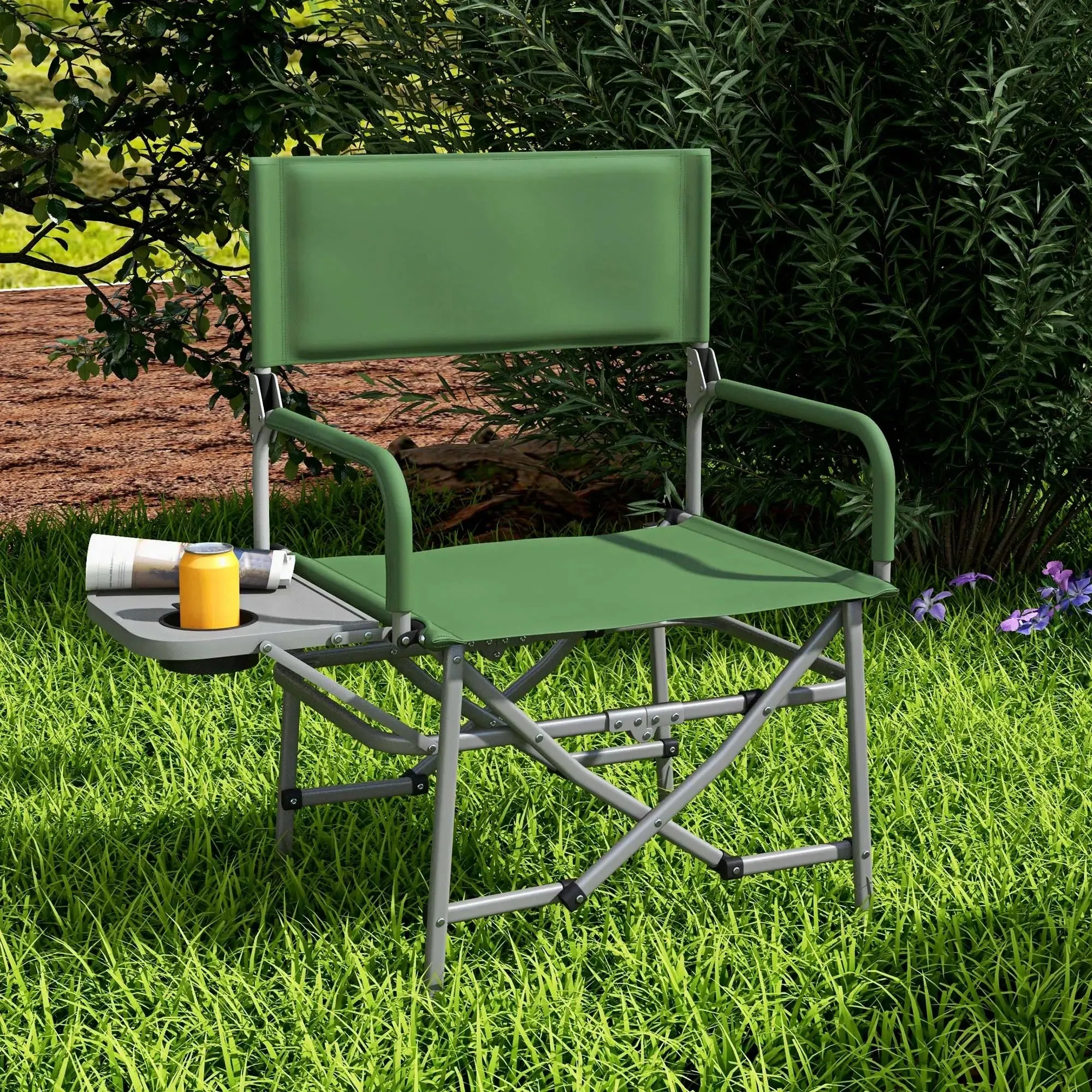 Folding Outsunny With Camping Table Side Timely shipping Directors - Green Chair, No customs hassle