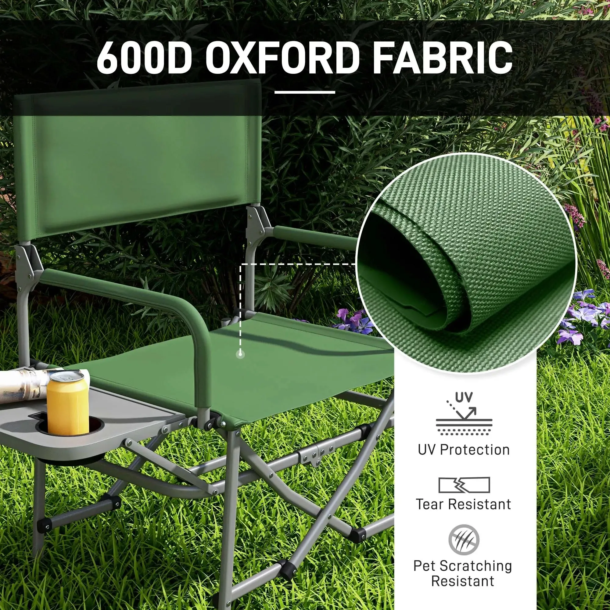 Folding Outsunny With Camping Table Side Timely shipping Directors - Green Chair, No customs hassle