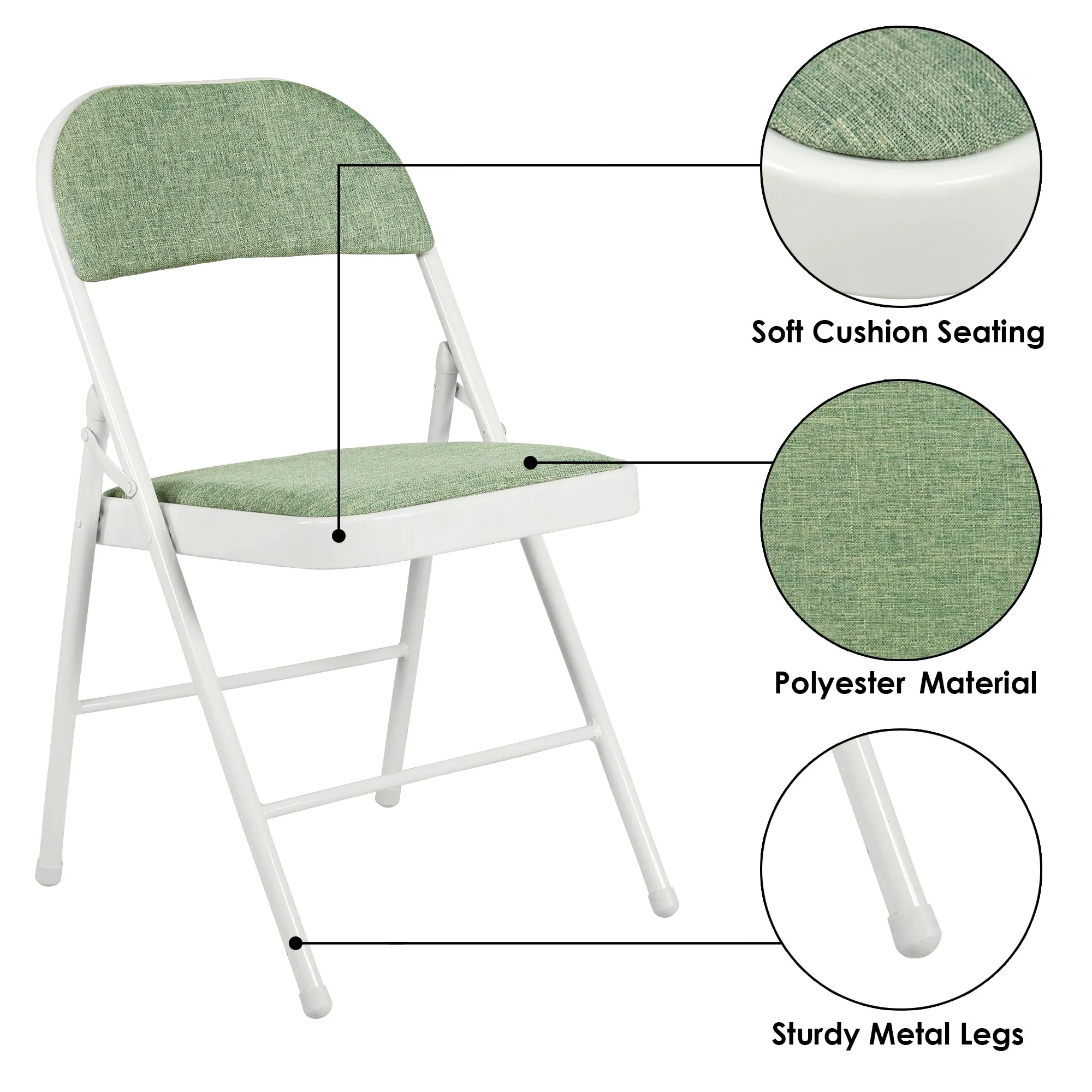 Folding Padded Green Metal Chair