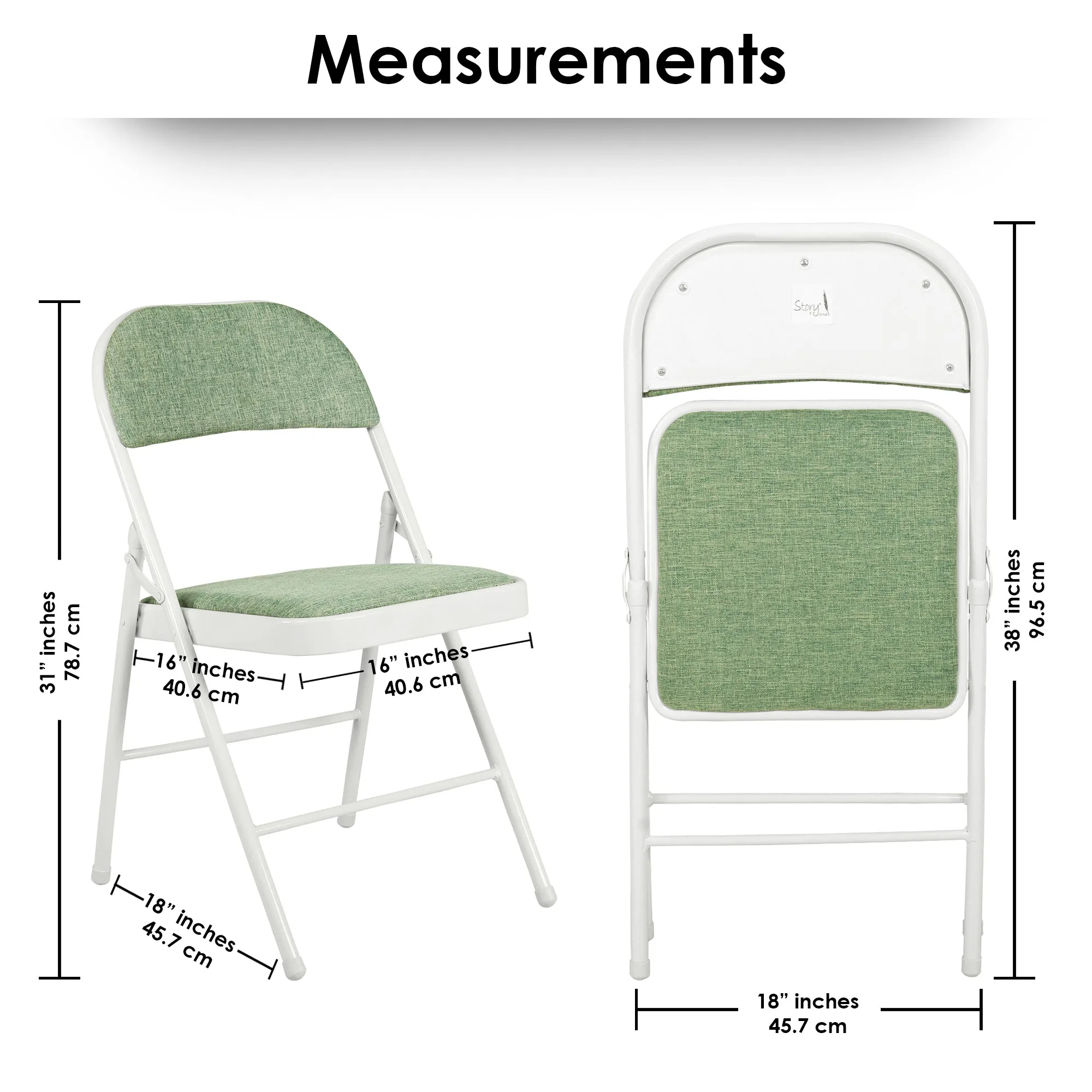 Folding Padded Green Metal Chair