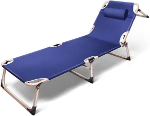 Folding Portable Lounge Chair, Adjustable Reclining Chair for Office, Sunbathing, Camping, Garden, and Beach - Lightweight, Steel Tube Frame