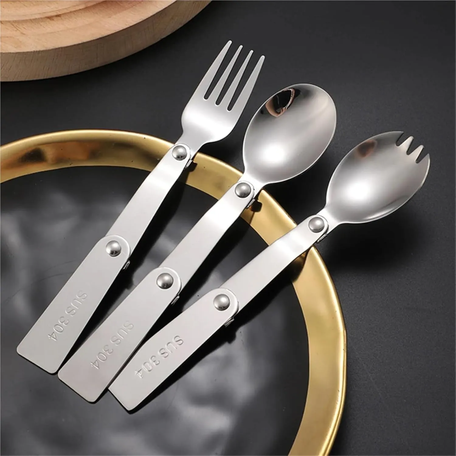 Folding Spoons 12Pcs Folding Spoon Fork Set, 304 Stainless Steel Picnic Foldable Cutlery for Thermos Container Food Containers(Spoon)