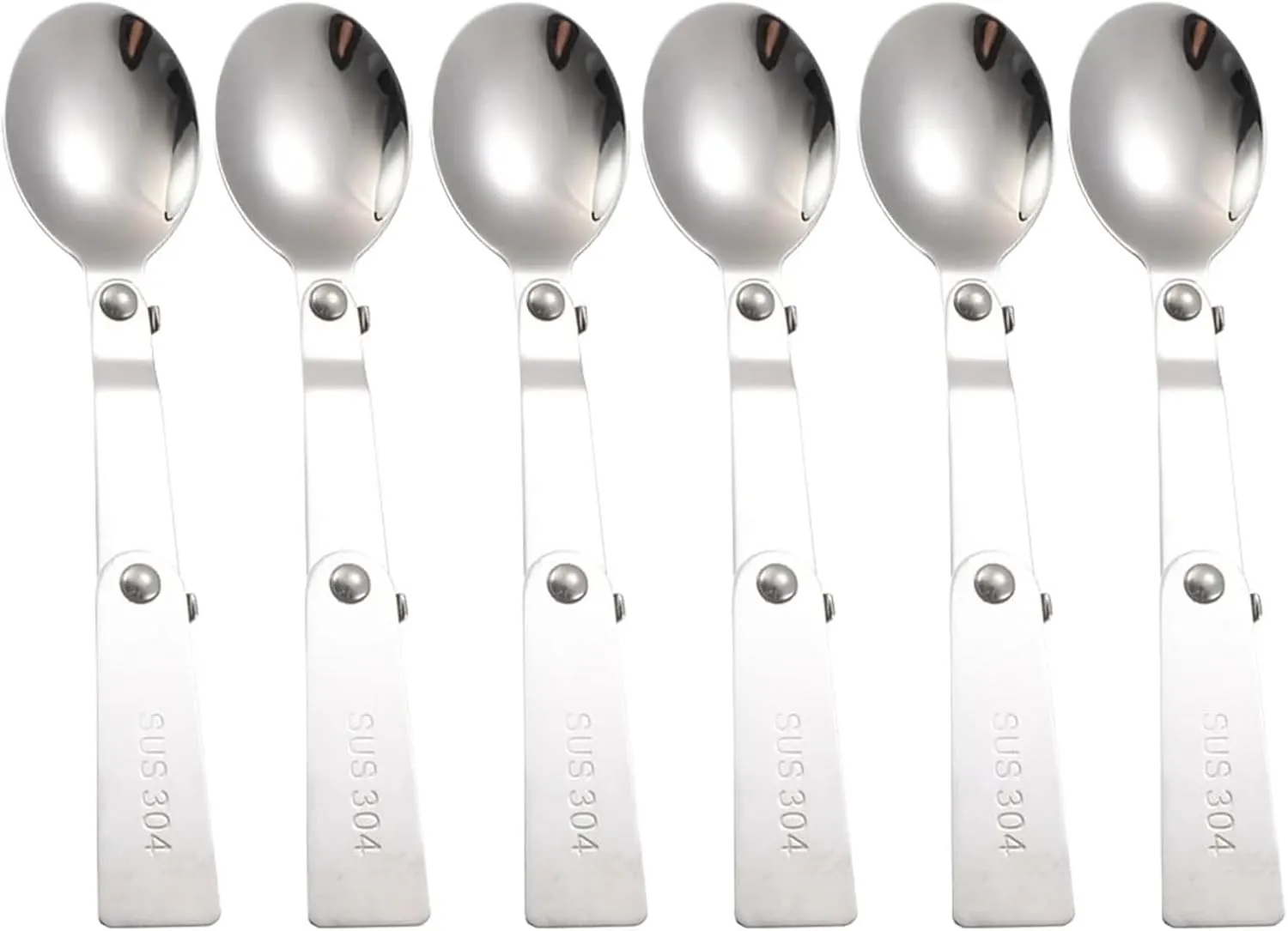 Folding Spoons 12Pcs Folding Spoon Fork Set, 304 Stainless Steel Picnic Foldable Cutlery for Thermos Container Food Containers(Spoon)