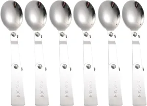 Folding Spoons 12Pcs Folding Spoon Fork Set, 304 Stainless Steel Picnic Foldable Cutlery for Thermos Container Food Containers(Spoon)