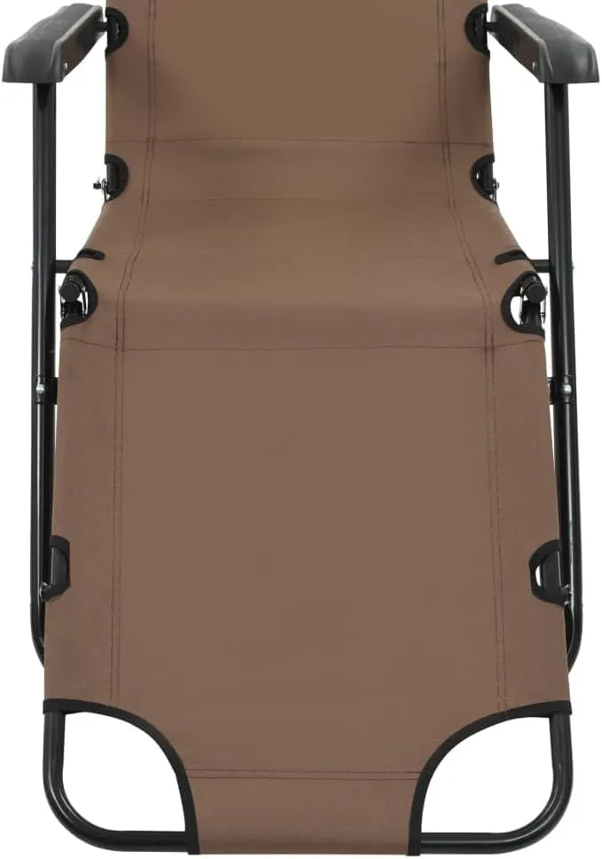 Folding Sun Loungers 2 pcs with Footrests Steel BrownLuxury Sun Loungers with Adjustable Backrest and Cushioned Seat
