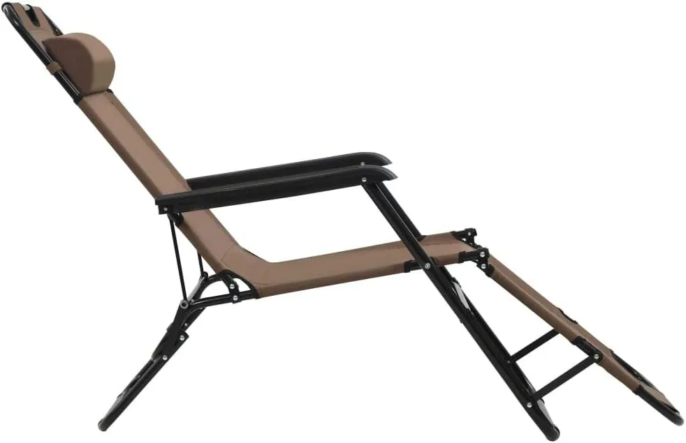 Folding Sun Loungers 2 pcs with Footrests Steel BrownLuxury Sun Loungers with Adjustable Backrest and Cushioned Seat