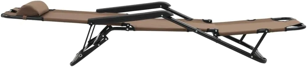 Folding Sun Loungers 2 pcs with Footrests Steel BrownLuxury Sun Loungers with Adjustable Backrest and Cushioned Seat