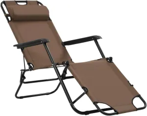 Folding Sun Loungers 2 pcs with Footrests Steel BrownLuxury Sun Loungers with Adjustable Backrest and Cushioned Seat