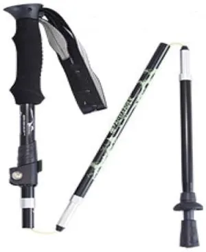 Folding Trekking Poles Hiking Crutches Walking Sticks Outdoor Gear, Outer lock 115 black