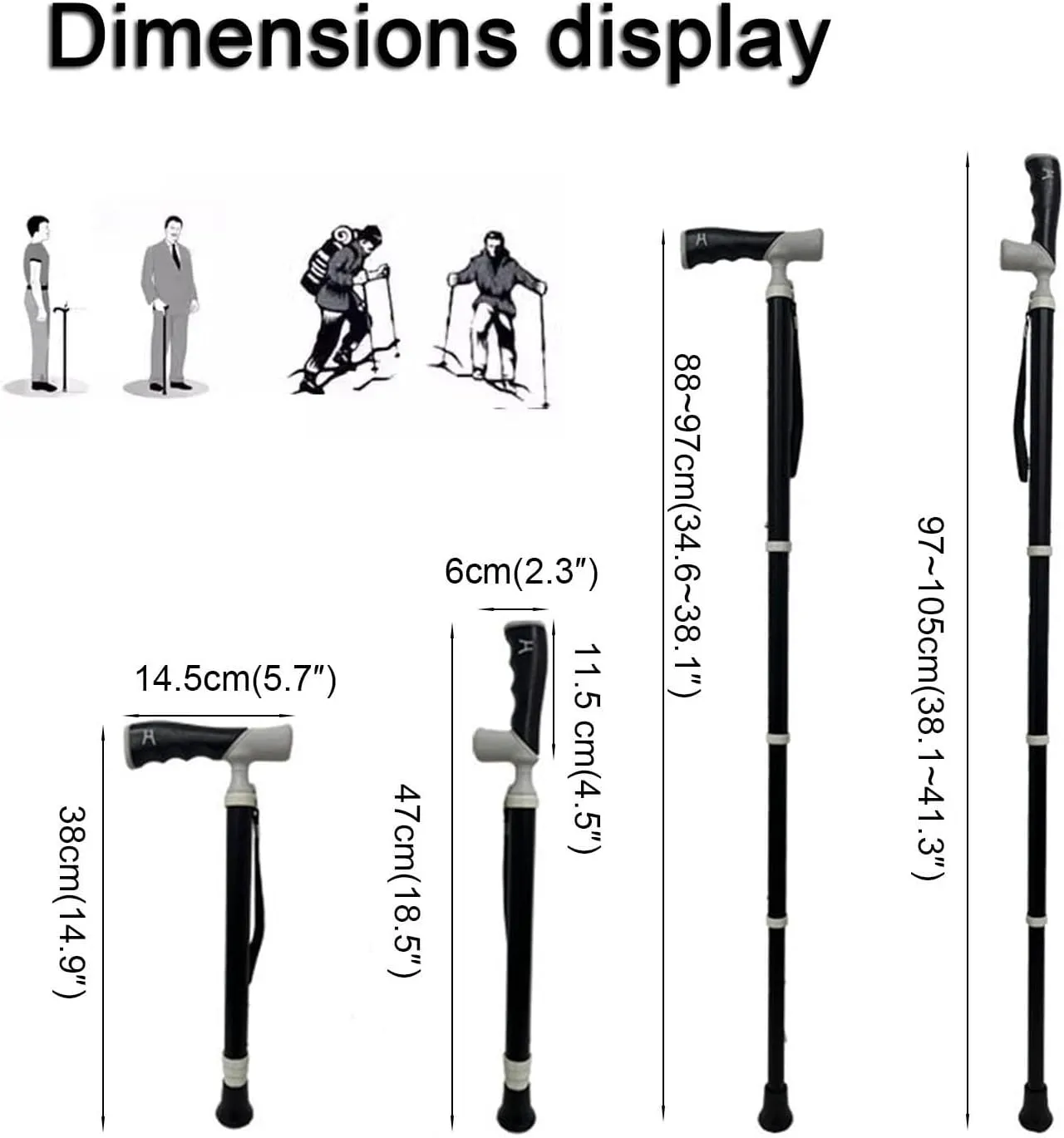Folding Trekking Poles Hiking Sticks Compact for Travel 1 Pack Telescopic Trekking Poles Assistive Crutches for The Elderly Gift Box Packaging