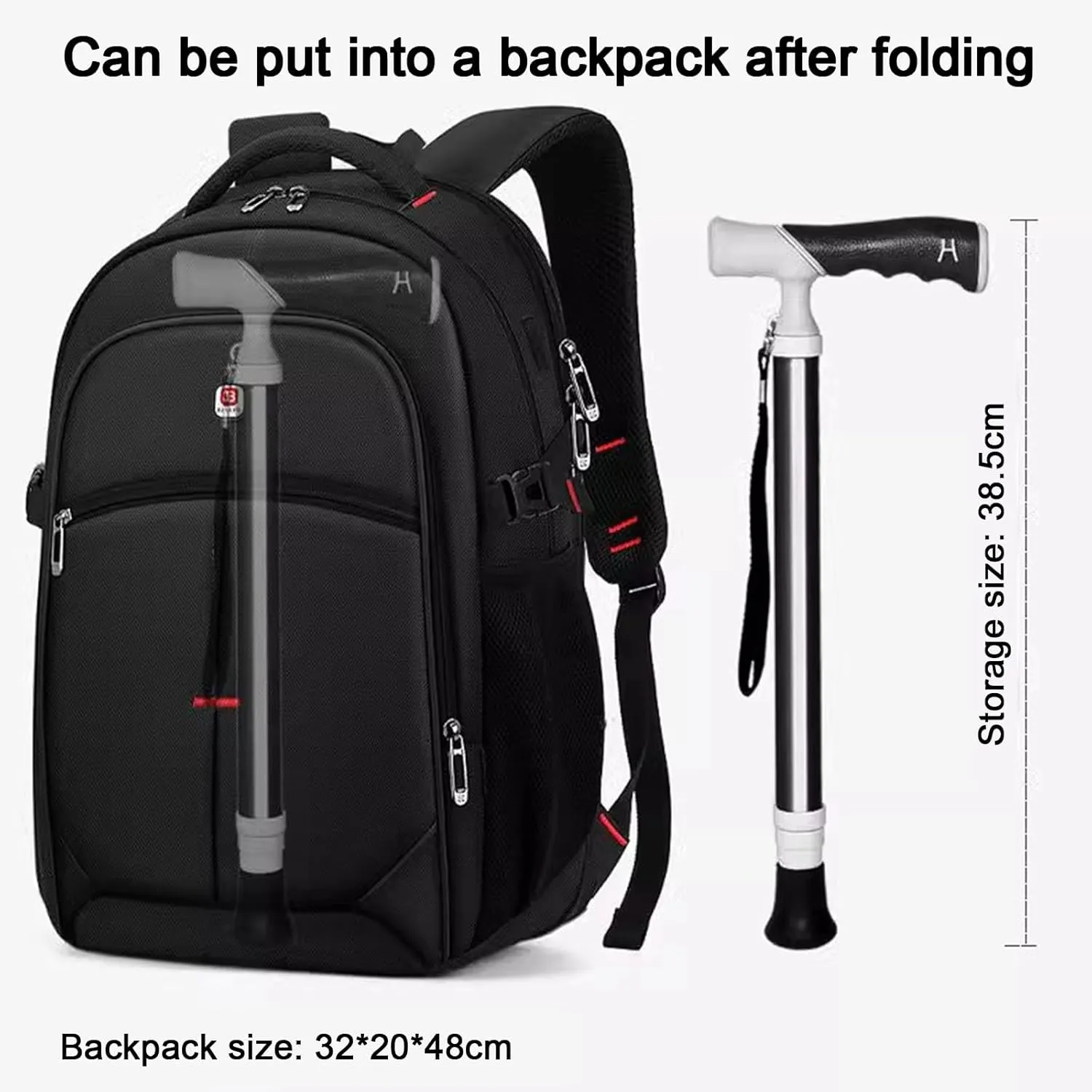 Folding Trekking Poles Hiking Sticks Compact for Travel 1 Pack Telescopic Trekking Poles Assistive Crutches for The Elderly Gift Box Packaging