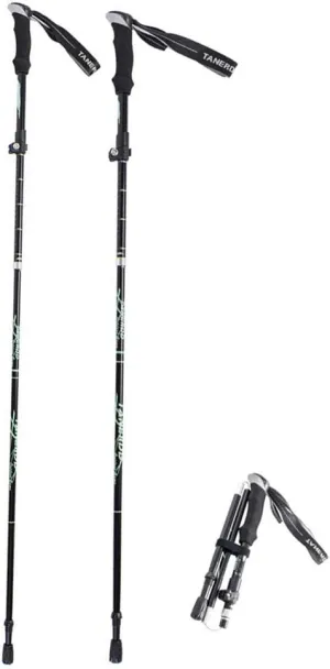 Folding Trekking Poles Telescopic Lightweight Portable Aluminum Alloy Hiking Walking Sticks with Foam Handles and Quick Lock System for Trekking Hike Backpacking (Black)