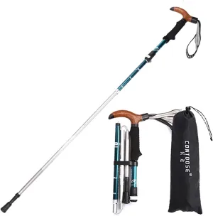 Folding Walking Canes，Adjustable Cane，Balancing Mobility Aid，Comfortable T Handles，for Hiking Mountain Climbing Backpacker，Trekking Pole Hiking Stick。 (Color : T Short Blue)