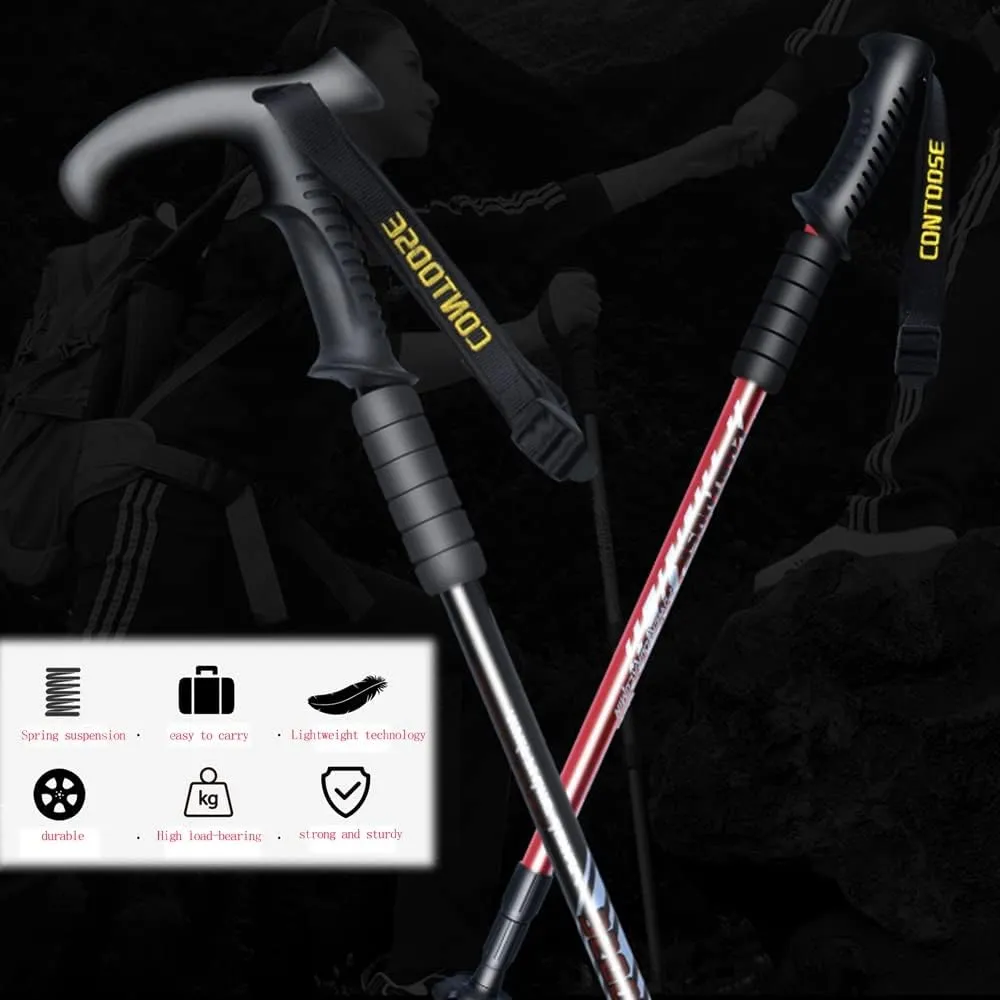 Folding Walking Canes，Adjustable Cane，Balancing Mobility Aid，Comfortable T Handles，for Hiking Mountain Climbing Backpacker，Trekking Pole Hiking Stick。 (Color : T Short Blue)