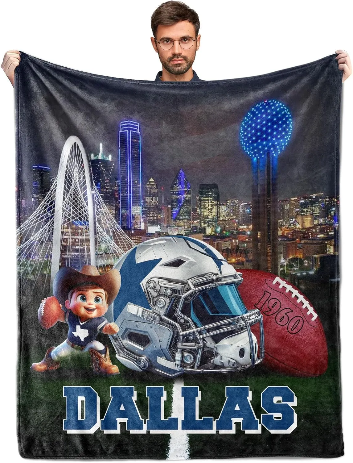Football Team City Throw Blanket, Sport Blanket for Fans Players, Gifts for Man Women and Boys.