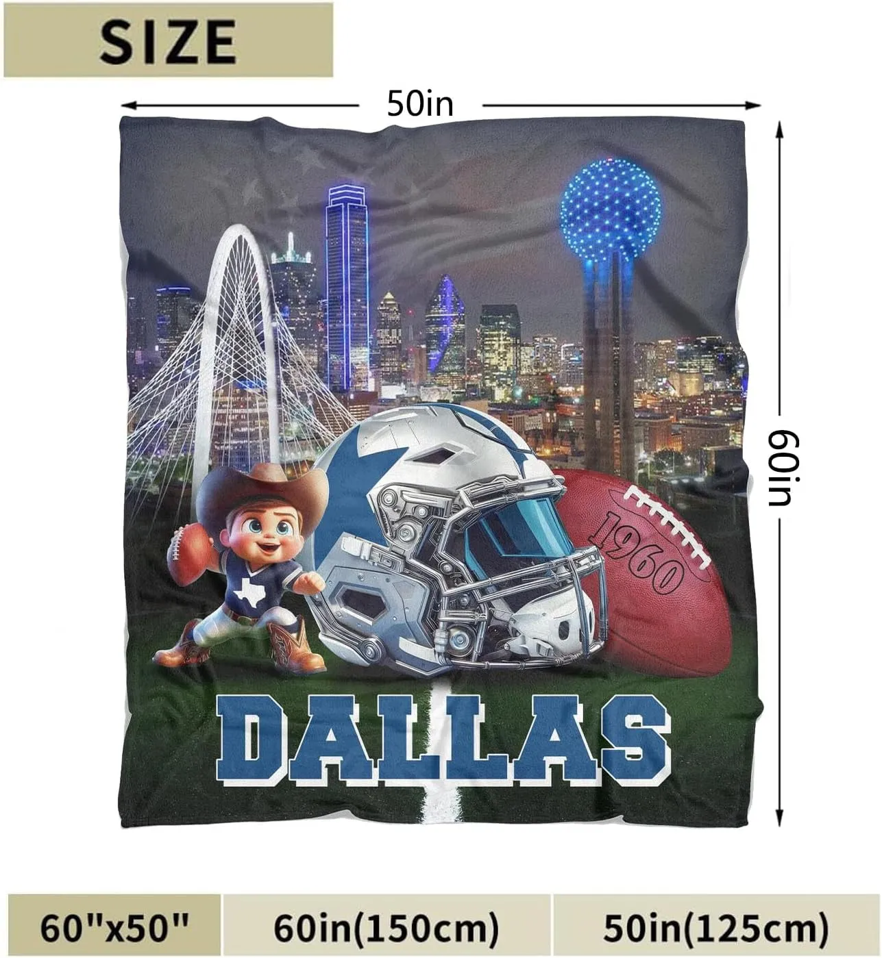 Football Team City Throw Blanket, Sport Blanket for Fans Players, Gifts for Man Women and Boys.