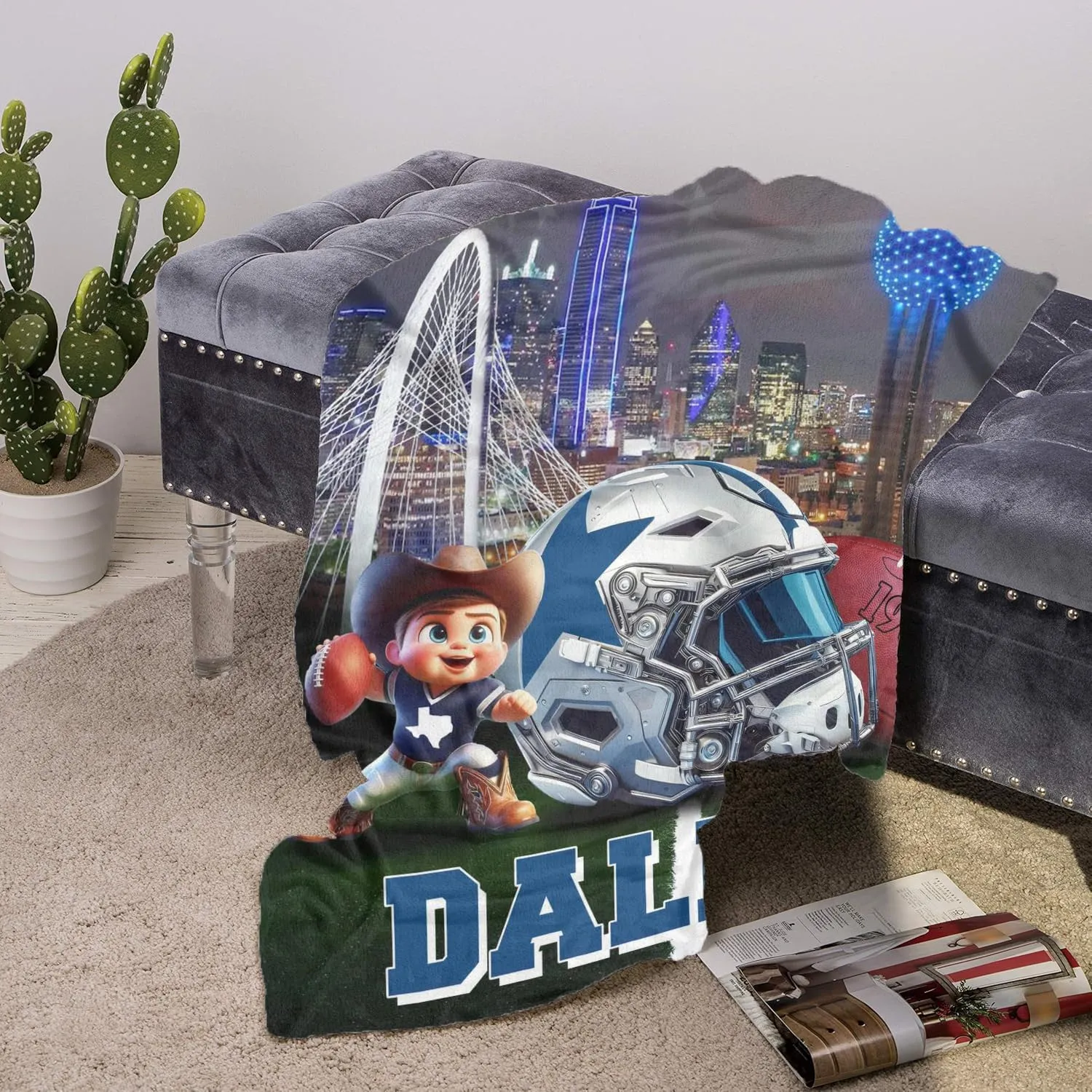 Football Team City Throw Blanket, Sport Blanket for Fans Players, Gifts for Man Women and Boys.