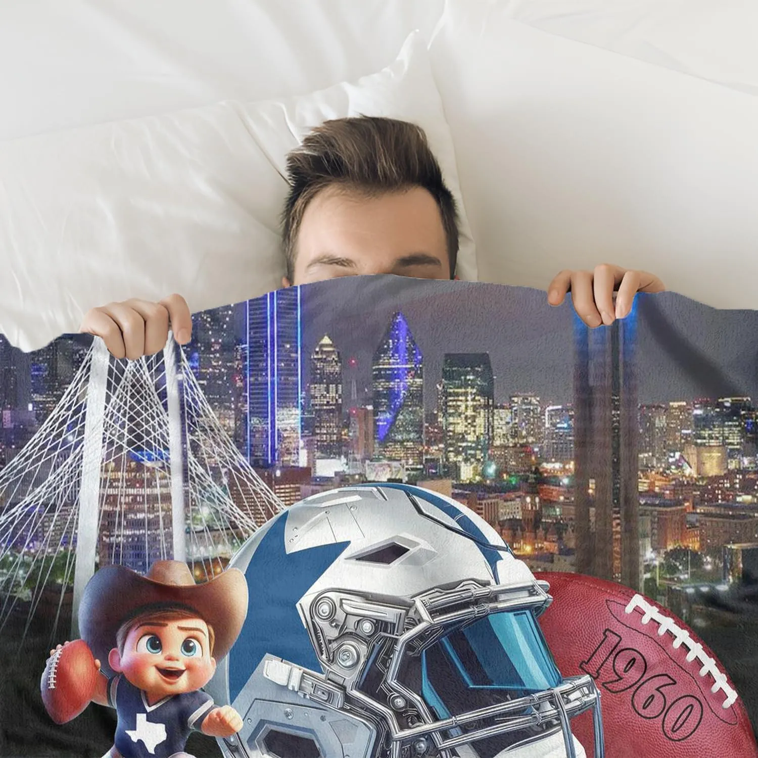 Football Team City Throw Blanket, Sport Blanket for Fans Players, Gifts for Man Women and Boys.