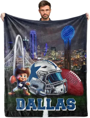 Football Team City Throw Blanket, Sport Blanket for Fans Players, Gifts for Man Women and Boys.
