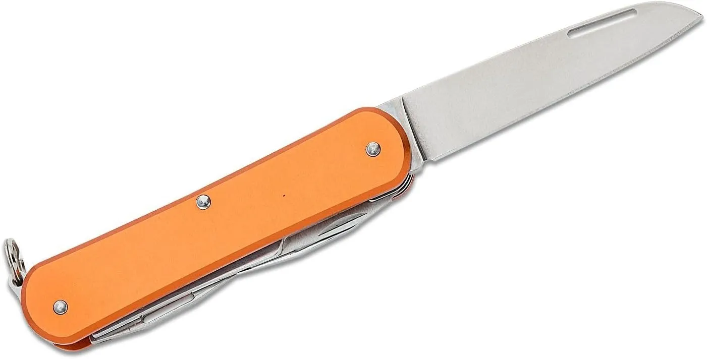 Fox Knives Vulpis FX-VP130-F4 Slipjoint Folding Knife 4-in-1 Multitool 2.17in Blade, Bottle Opener, Can Opener, Flat Head Screwdriver, Scissors - Compact Versatile Minimalist Pocket Knife (Orange)
