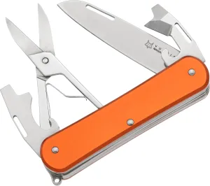 Fox Knives Vulpis FX-VP130-F4 Slipjoint Folding Knife 4-in-1 Multitool 2.17in Blade, Bottle Opener, Can Opener, Flat Head Screwdriver, Scissors - Compact Versatile Minimalist Pocket Knife (Orange)