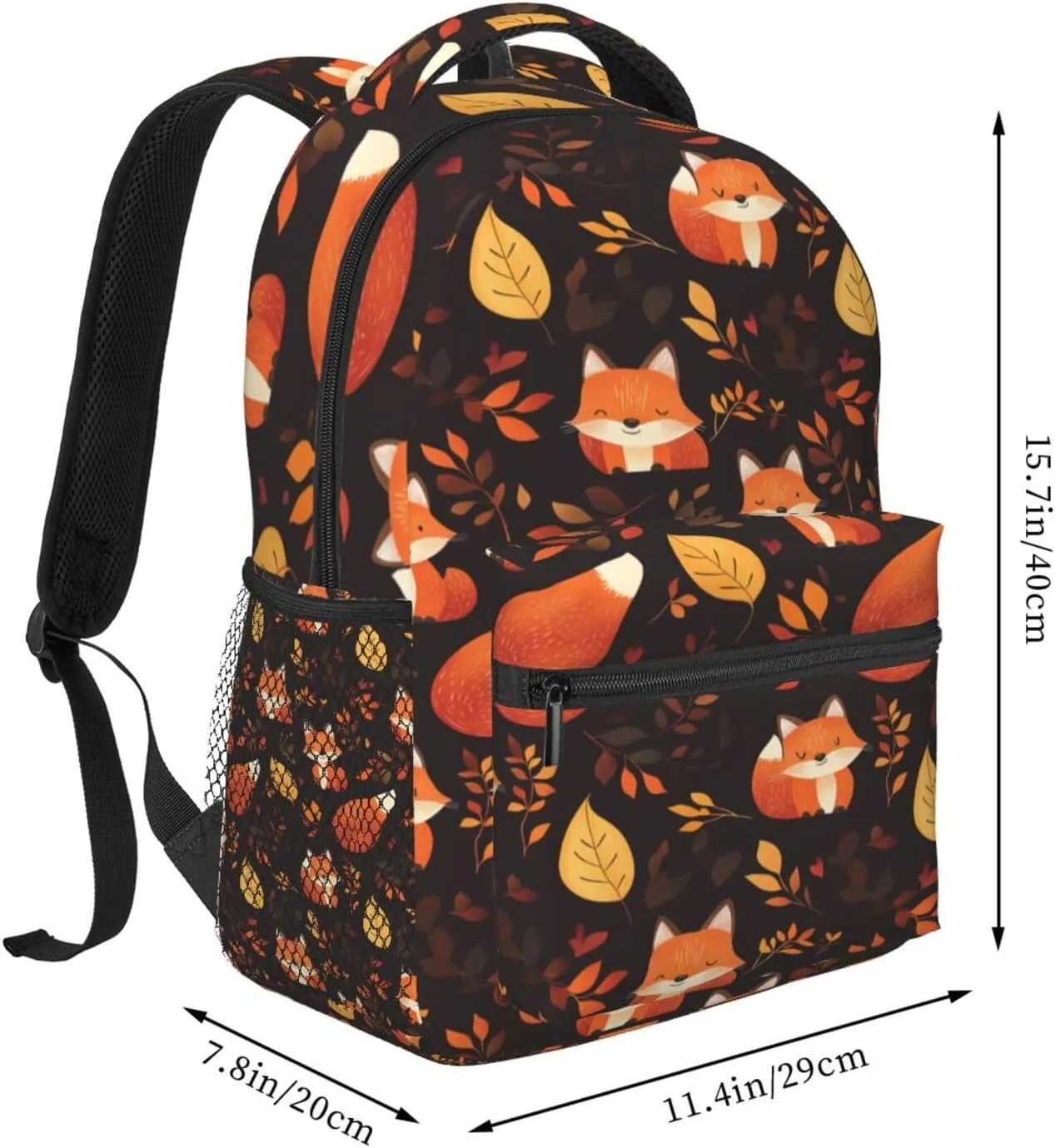 Fox Pattern Portable Backpack For Trekking Commute Unisex