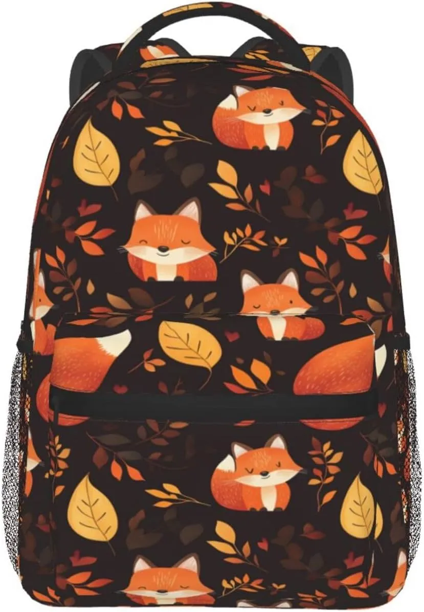 Fox Pattern Portable Backpack For Trekking Commute Unisex