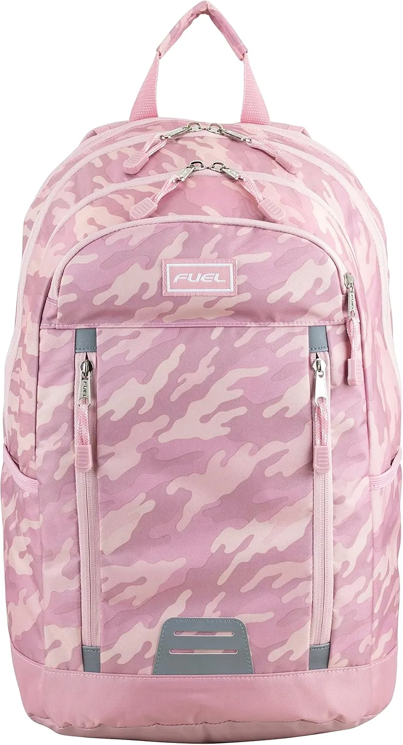 Fuel Pro Sport Active Multi-Pocket Travel Luggage Carry On Weekender Daypack Hiking Camping Backpack Bag, Pink Camo
