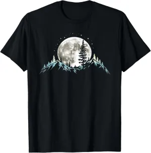 Full Moon Trees Nature Mountains Adventure Outdoor Forest T-Shirt