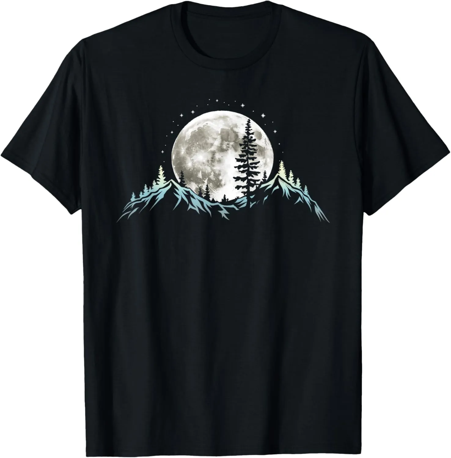 Full Moon Trees Nature Mountains Adventure Outdoor Forest T-Shirt