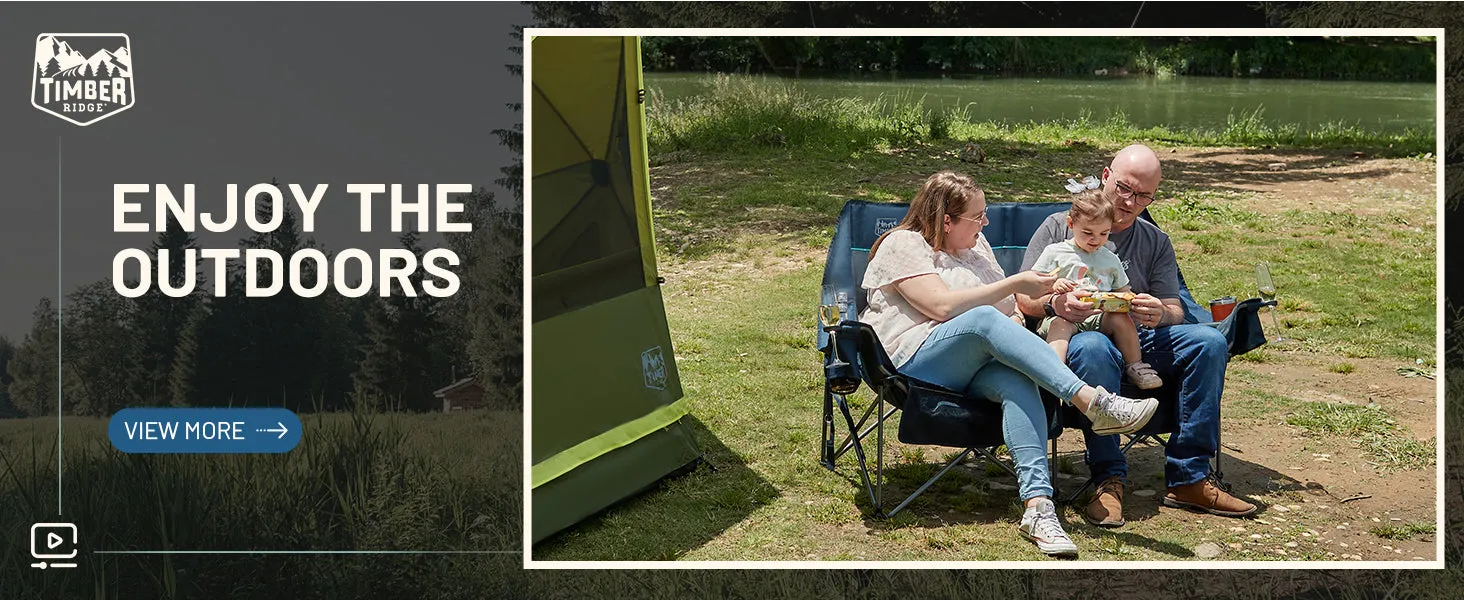 Fully Padded Double Camping Chair,Heavy Duty Outdoor Folding Camp Couch