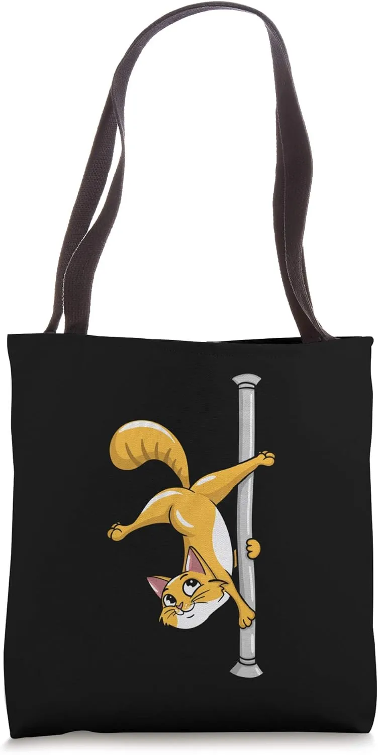 Funny Pole Dancing Cat Lover Gift Pole Dancer Fitness Gifts Tote Bag