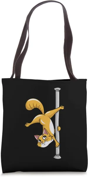 Funny Pole Dancing Cat Lover Gift Pole Dancer Fitness Gifts Tote Bag