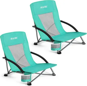 G4Free Beach Chair Folding Portable Beach Backpack Camping Chair for Adults with Mesh Back