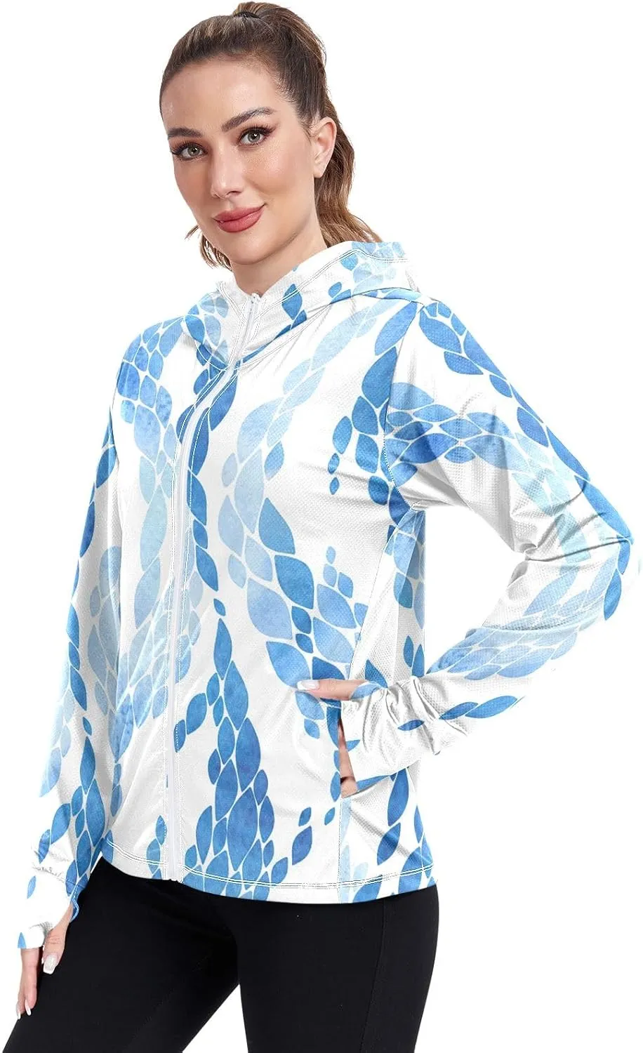 GAIGEO Green Corals Women Jacket Breathable Womens Sun Protection Clothing UPF 50 , with Zip Pockets, S