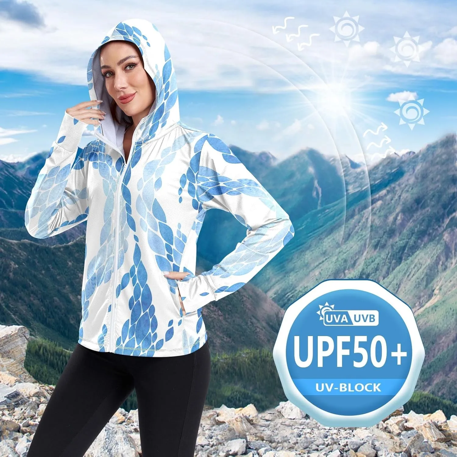GAIGEO Green Corals Women Jacket Breathable Womens Sun Protection Clothing UPF 50 , with Zip Pockets, S