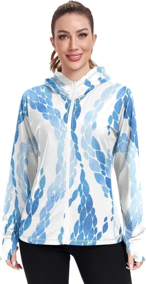 GAIGEO Green Corals Women Jacket Breathable Womens Sun Protection Clothing UPF 50 , with Zip Pockets, S