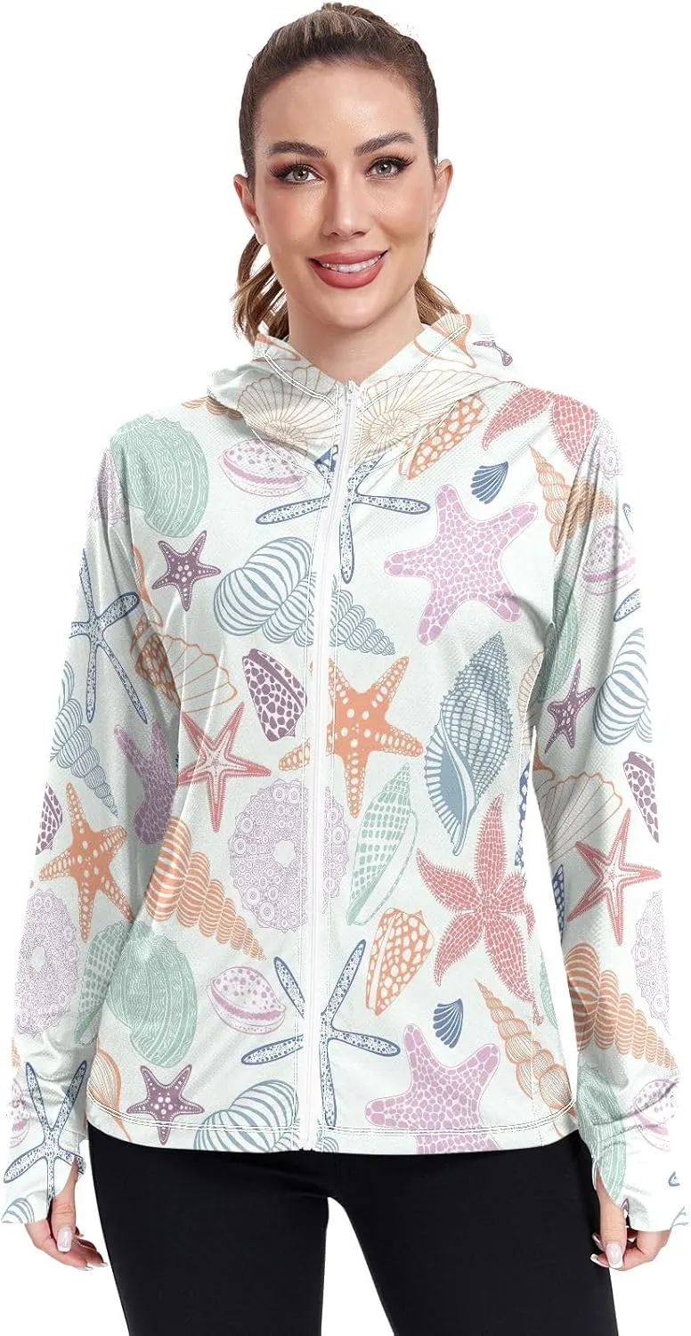 GAIGEO Green Pink Palm Trees Women Jacket Breathable Sun Protection Clothing Women UPF 50 , with Zip Pockets, S